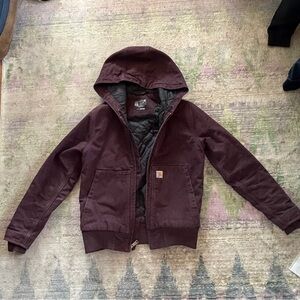 Carhartt Burgundy Quilted-Lined Hooded Jacket